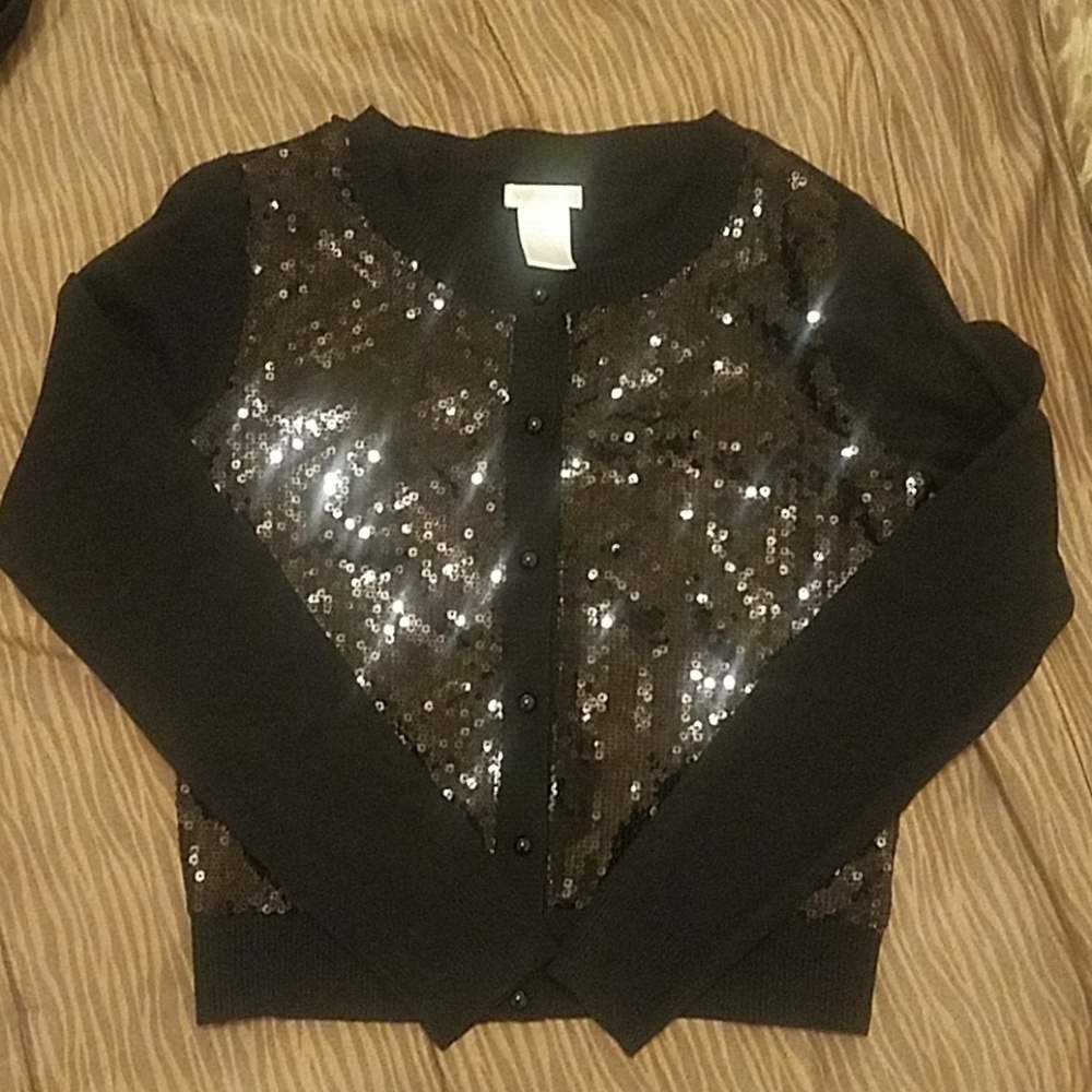 Worthington black cardigan with black sequins